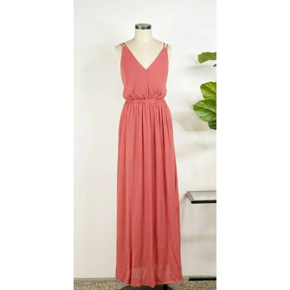 Lulus Womens Lost In Paradise Maxi Dress Medium Pink Strappy Tank R63897 - Picture 2 of 9